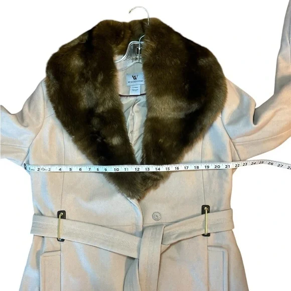 NWOT WORTHINGTON LINED WOOL BLEND FAUX FUR REMOVABLE COLLAR COAT WITH BELT - Picture 6 of 14